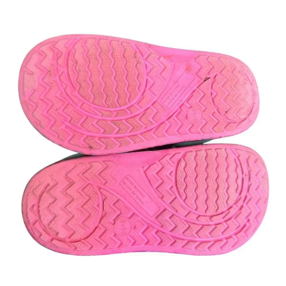 PAW PATROL bright pink purple rubber waterproof flip back slip on girls sz 10